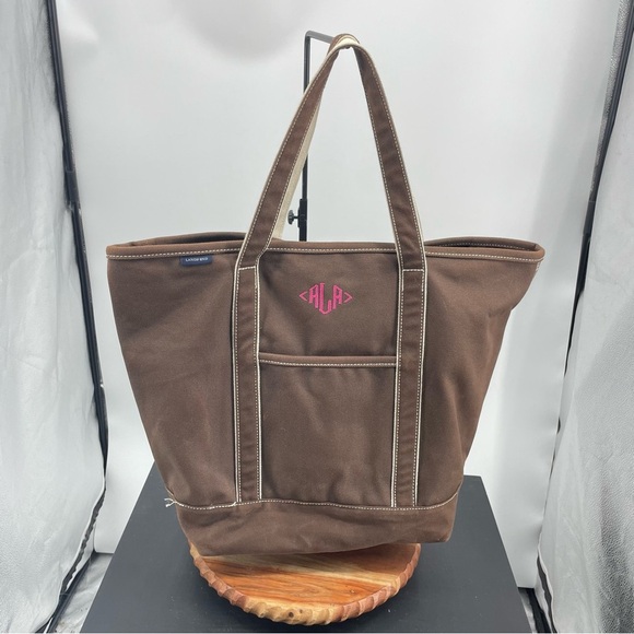 Lands’ End large brown canvas tote bag - Picture 1 of 11